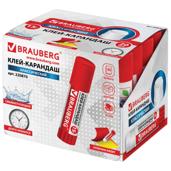 Клей-карандаш BRAUBERG, 15 г Клей-карандаш BRAUBERG, 15 г