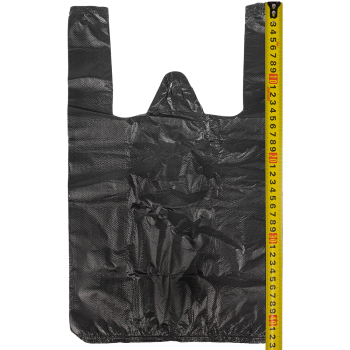 Черный пакет майка ПНД, 25+12*45см, 9 мкм, 100шт.