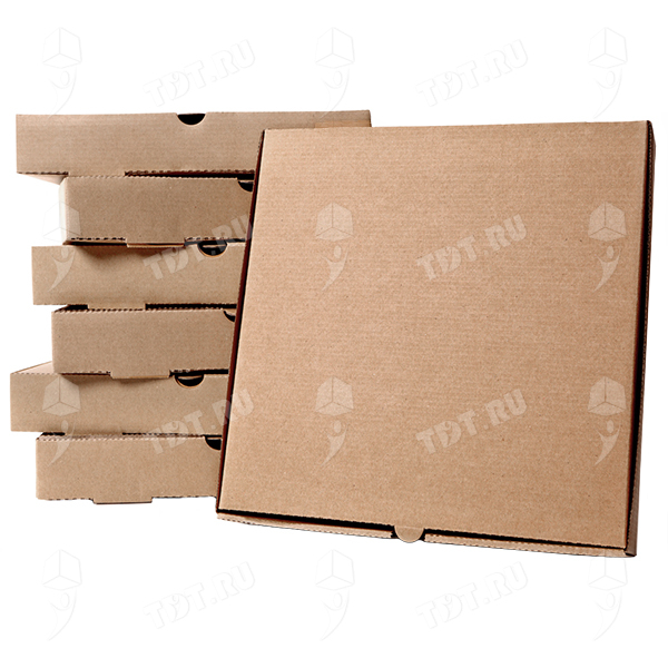 Бурая коробка для пиццы, 210*210*35 мм