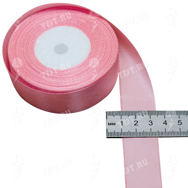 Атласная лента, розовая, 25мм*25м