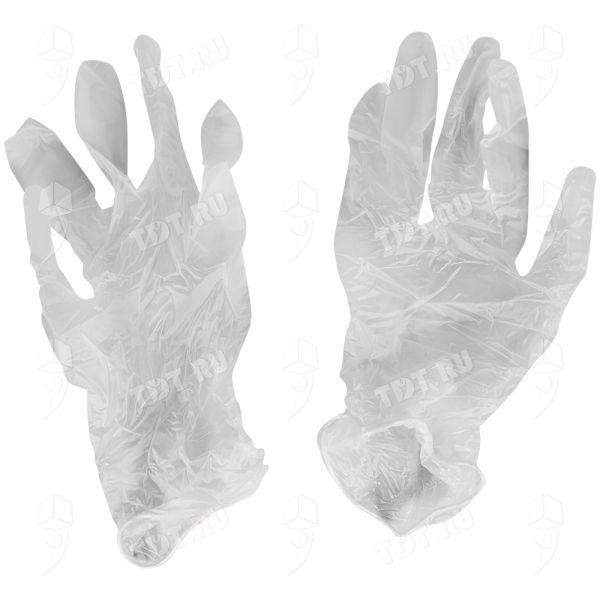Перчатки виниловые A.D.M., белые, размер L, 100 шт./уп.
