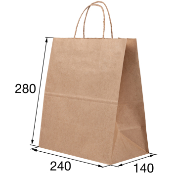 Крафт пакет с крученой ручкой, 70 г/м², 24*14*28 см