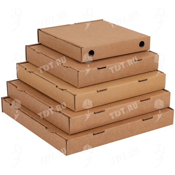 Коробка для пиццы, бурая, 250*250*40 мм