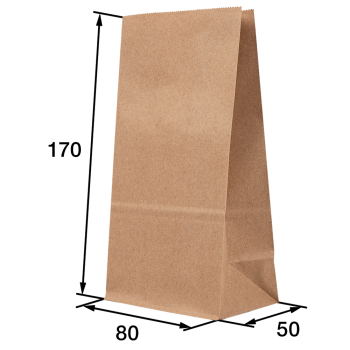 Крафт пакет без ручек, 70 г/м², 8*5*17 см
