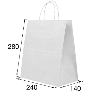 Белый пакет с крученой ручкой, 80 г/м², 24*14*28 см