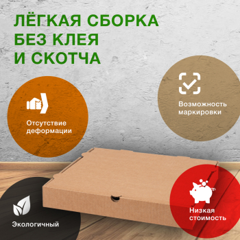 Коробка для пиццы, бурая, 310*310*33 мм Коробка для пиццы, бурая, 310*310*33 мм