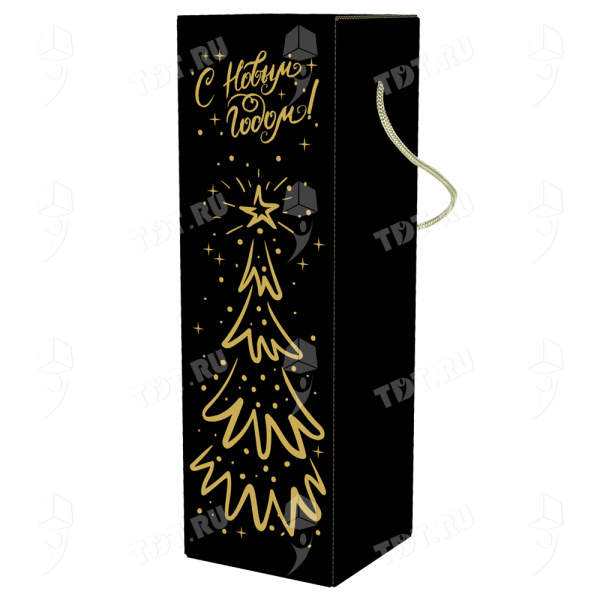 Картонная коробка для бутылки «Дракон на черном», 110*110*370 мм