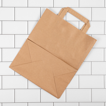Крафт пакет с плоской ручкой, 70 г/м², 24*14*28 см