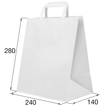 Белый пакет с плоской ручкой, 80 г/м², 24*14*28 см
